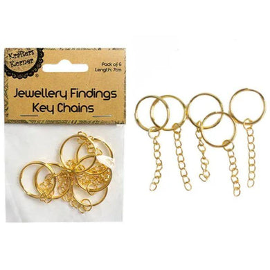 6 Pack Jewellery Key Chains - 7cm - The Base Warehouse