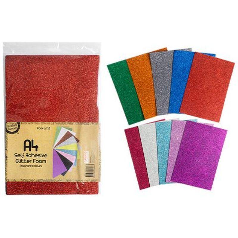 10 Pack Glitter Adhesive Foam - A4 - The Base Warehouse