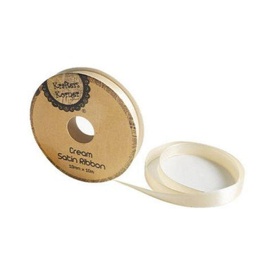 Satin Cream Ribbon - 10mm x 10m - The Base Warehouse