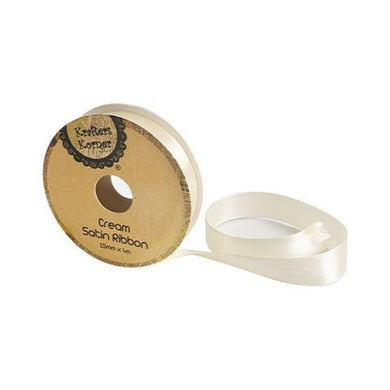 Satin Cream Ribbon - 15mm x 4m - The Base Warehouse