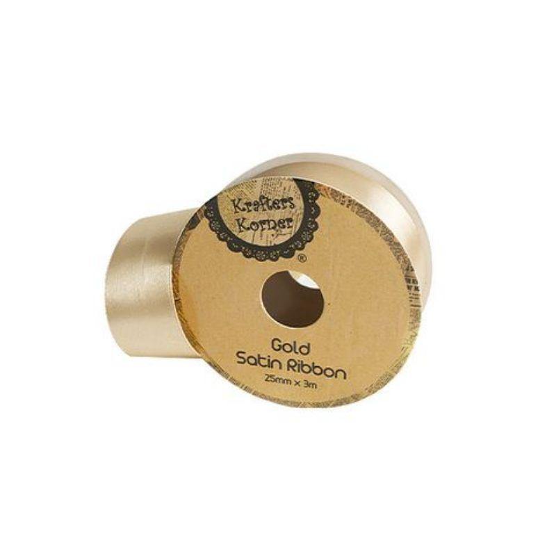 Satin Gold Ribbon - 25mm x 3m - The Base Warehouse