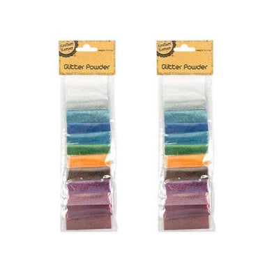 12 Pack Coloured Glitter Powder - 2g - The Base Warehouse