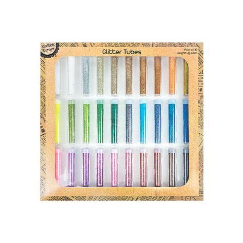 30 Pack Coloured Glitter Tubes - 7g