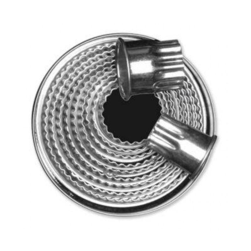 11 Set Stainless Steel Scallop Tin Plate Cutters - 22mm to 85mm - The Base Warehouse