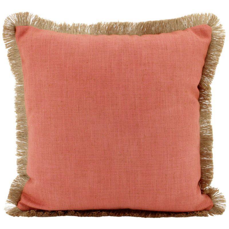 Rust Linen Cushion with Fringe - 45cm x 45cm