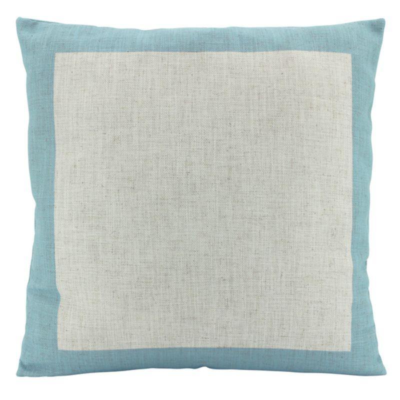 Sky Blue Linen Border Cushion - 50cm x 50cm - The Base Warehouse