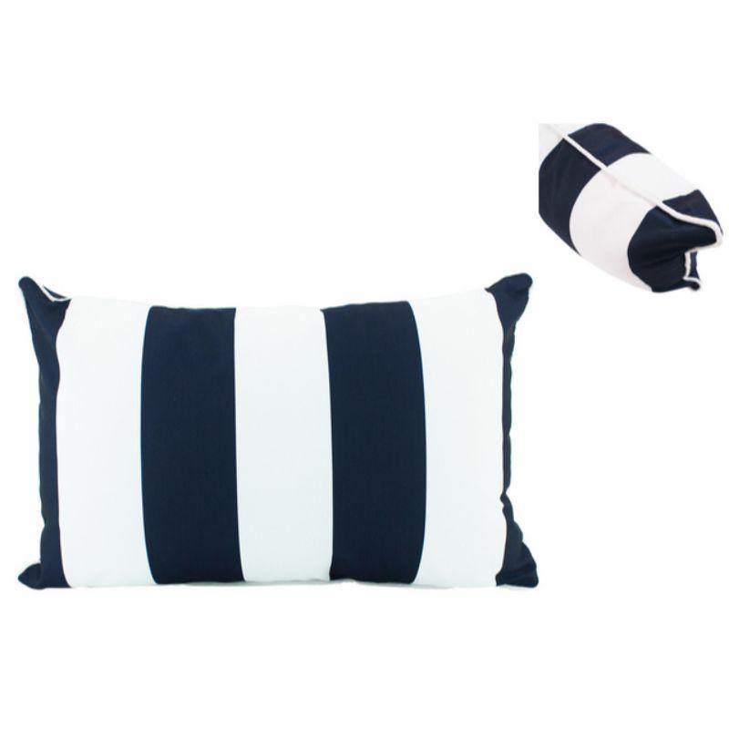 Navy Stripe Lumbar Cushion - 30cm x 50cm - The Base Warehouse