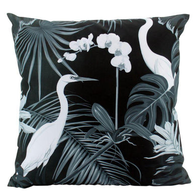 Black & White Stork Outdoor Cushion - 50cm x 50cm - The Base Warehouse