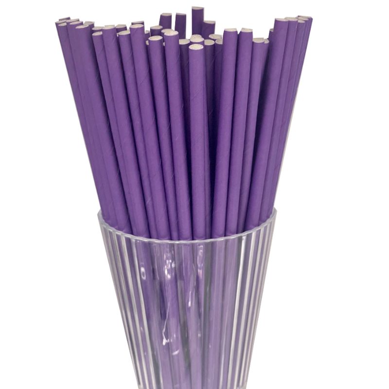 80 Pack Purple Paper Straws - 0.6cm x 19.7cm