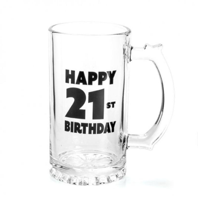 Happy 21st Birthday Beer Stein - 15cm - The Base Warehouse