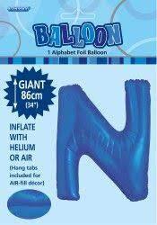 Royal Blue Letter N Foil Balloon - 86cm - The Base Warehouse