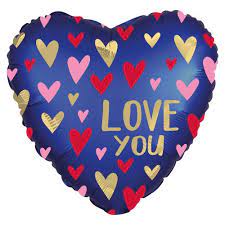 Satin Navy Love You Heart Foil Balloon - 45cm