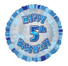 Glitz Blue Happy 5th Birthday Round Foil Balloon - 45cm