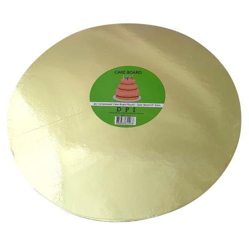 Gold Compressed Round Cake Board - 30cm - The Base Warehouse