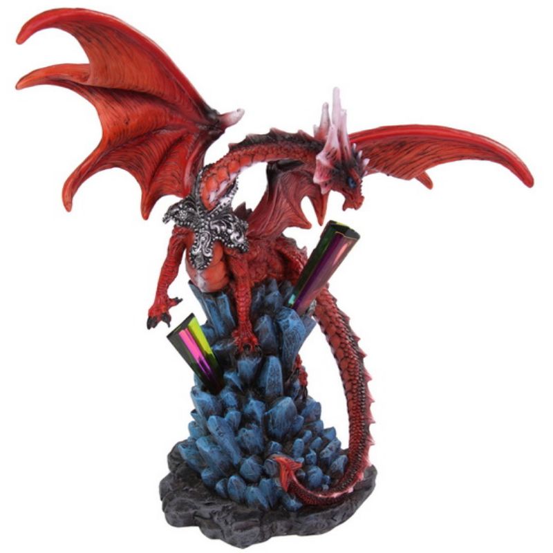 Fire Dragon Guarding Crystal Cave - 23cm