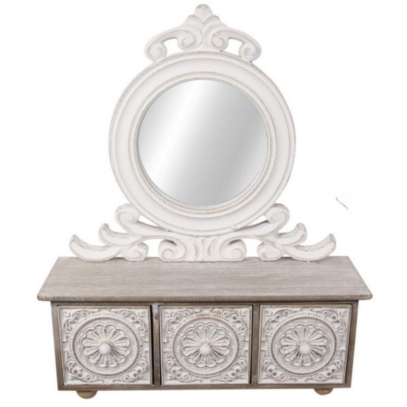 Filigree Mirror Dresser with Drawers - 40cm x 32cm - The Base Warehouse