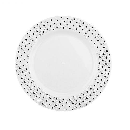 6 Pack Silver Dot Rim Heavy Duty Lunch Plate - Small - The Base Warehouse