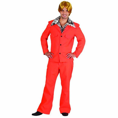 Mens 70s Orange Leisure Suit Costume - The Base Warehouse