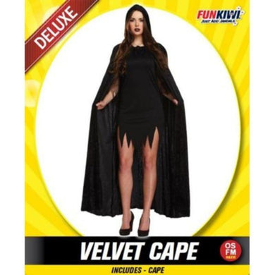 Womens Deluxe Black Velvet Cape Costume - The Base Warehouse