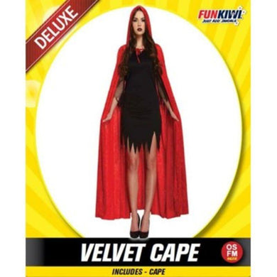 Womens Deluxe Red Velvet Cape Costume - The Base Warehouse