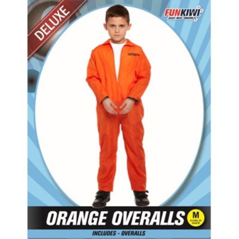Kids Deluxe Orange Overalls Costume - M - The Base Warehouse