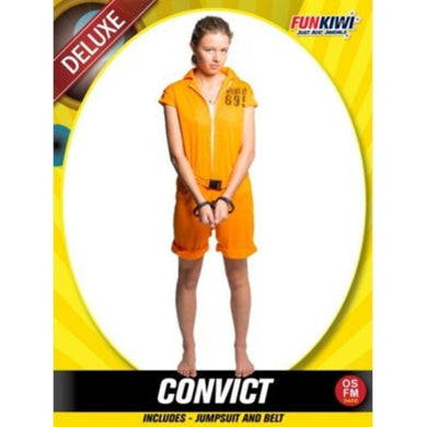 Womens Deluxe Short Suit Convict Lady Costume - The Base Warehouse