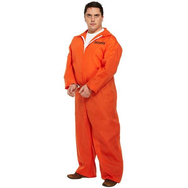 Mens Deluxe Orange Overalls Costume - XL - The Base Warehouse