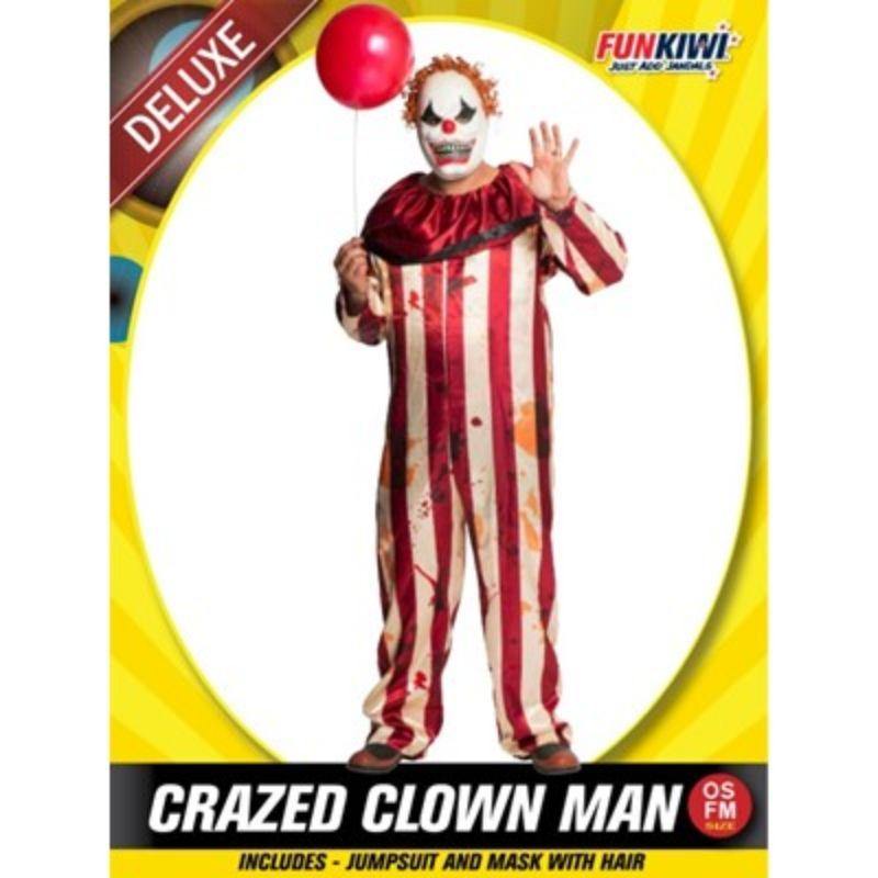 Mens Deluxe Crazed Clown Man Costume - The Base Warehouse