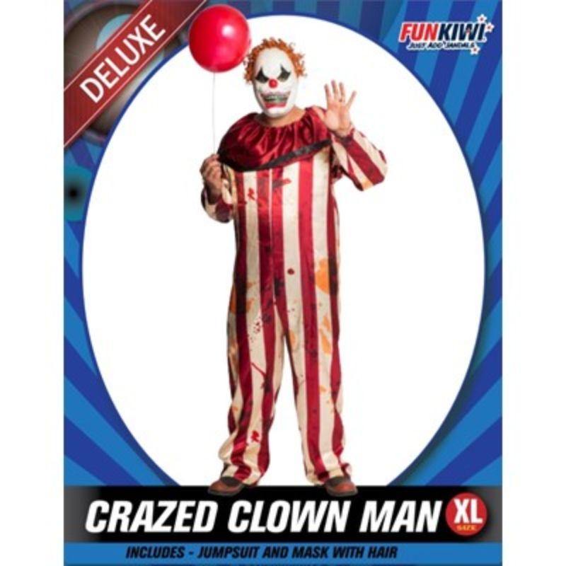 Mens Deluxe Crazed Clown Man Costume - XL - The Base Warehouse