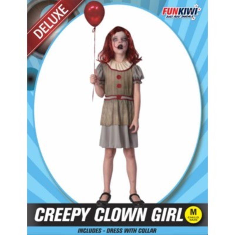 Kids Deluxe Creepy Clown Girl Costume - M - The Base Warehouse