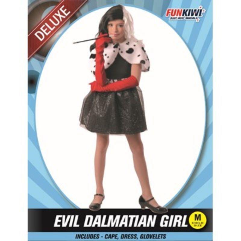 Kids Deluxe Evil Dalmatian Girl Costume - M - The Base Warehouse