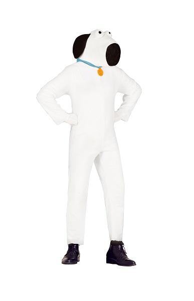 Mens White Human Dog with Black Nose Costume