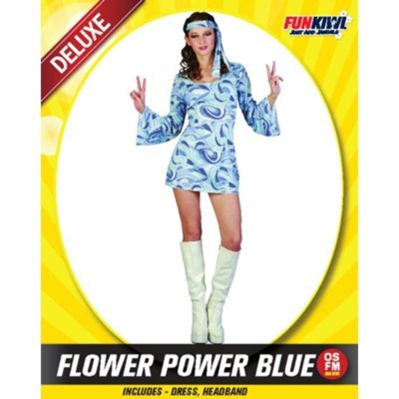 Womens Blue Flower Power Costume - The Base Warehouse