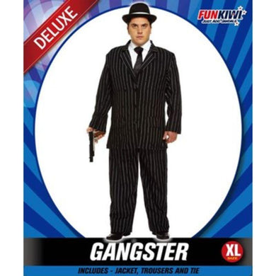 Mens Deluxe Black Gangster Costume - XL - The Base Warehouse