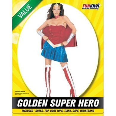 Womens Value Golden Super Hero Costume - The Base Warehouse