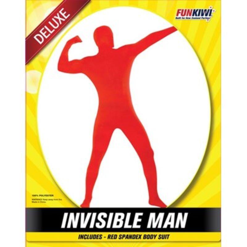 Mens Deluxe Red Invisible Man Costume - The Base Warehouse