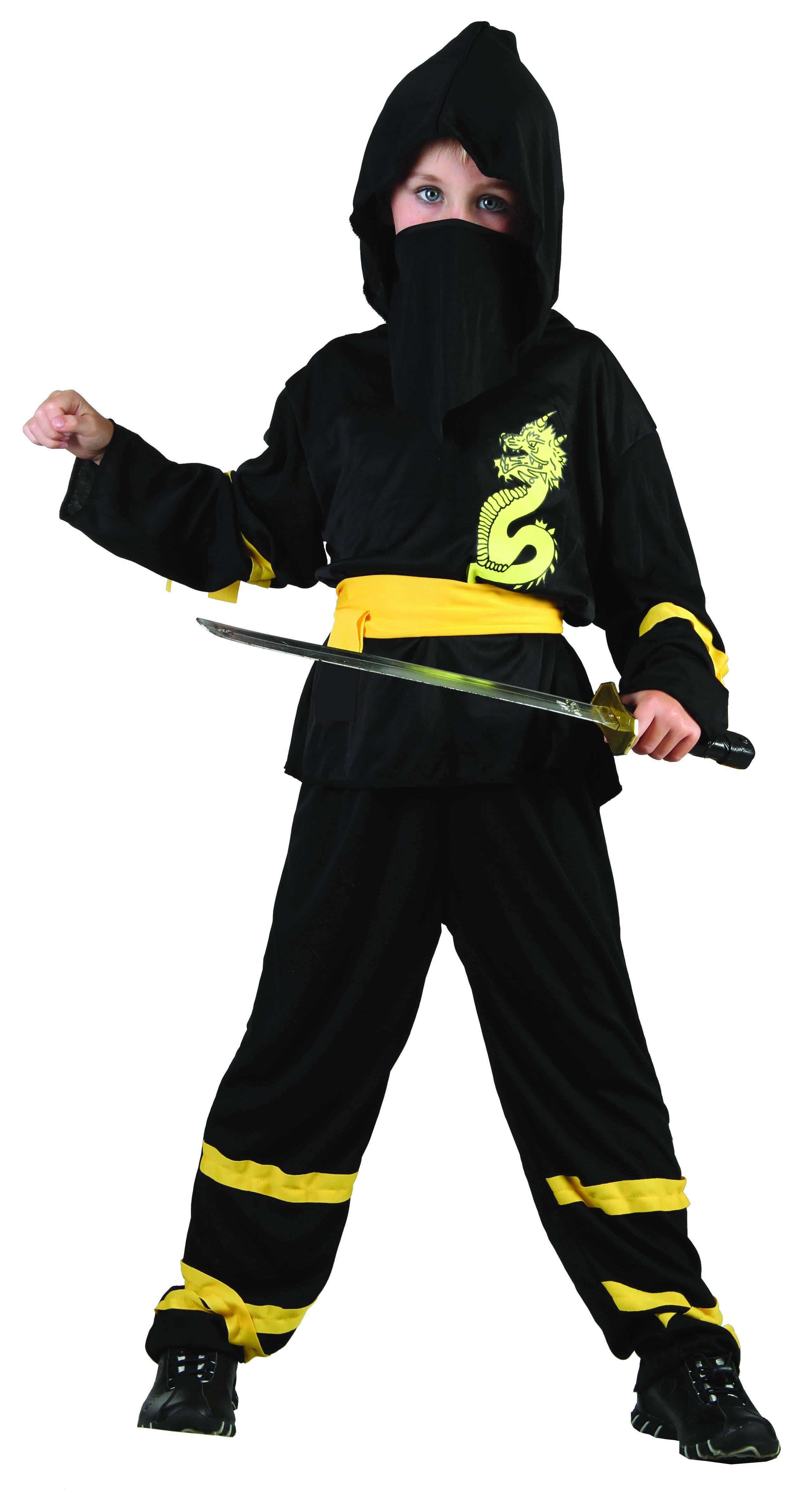 Childs Black And Yellow Ninja Costume - The Base Warehouse