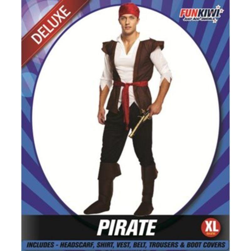 Mens Deluxe Cribbean Pirate Man Costume - XL - The Base Warehouse