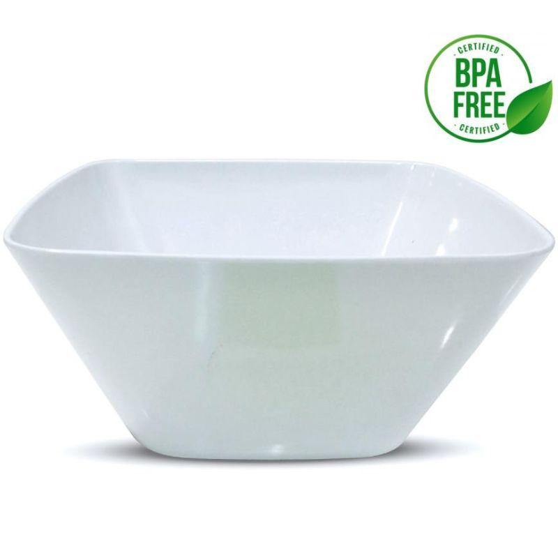 White Melamine Square Bowl - 25cm x 25cm - The Base Warehouse