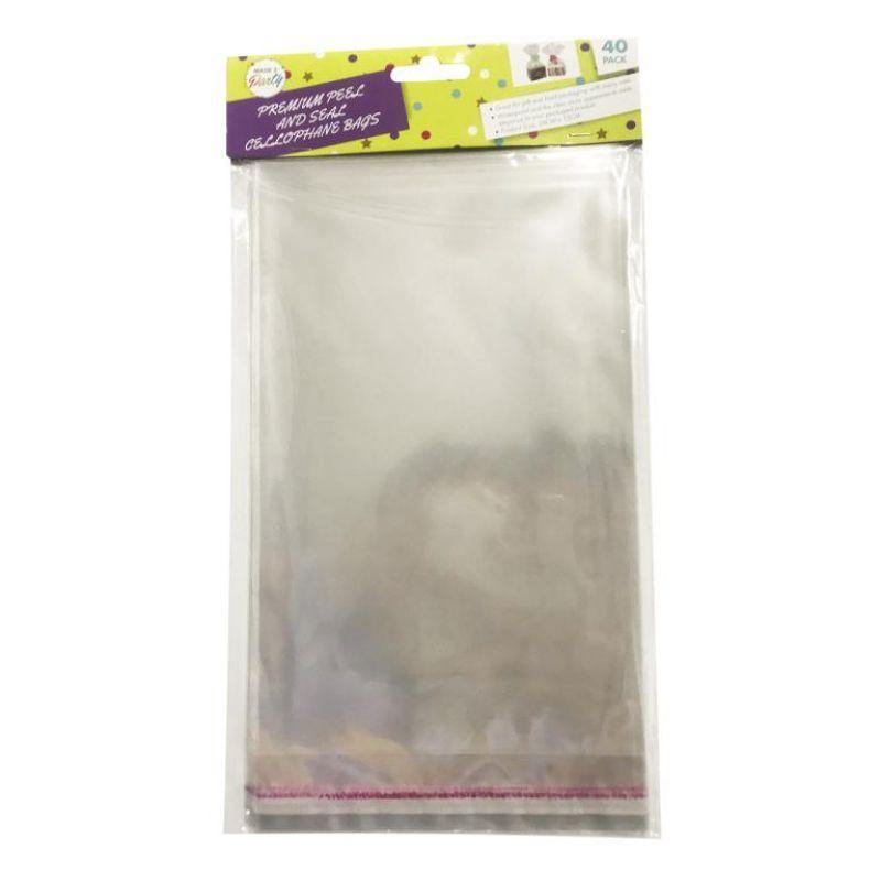40 Pack Peal & Seal Cello Bags - 26cm x 15cm - The Base Warehouse
