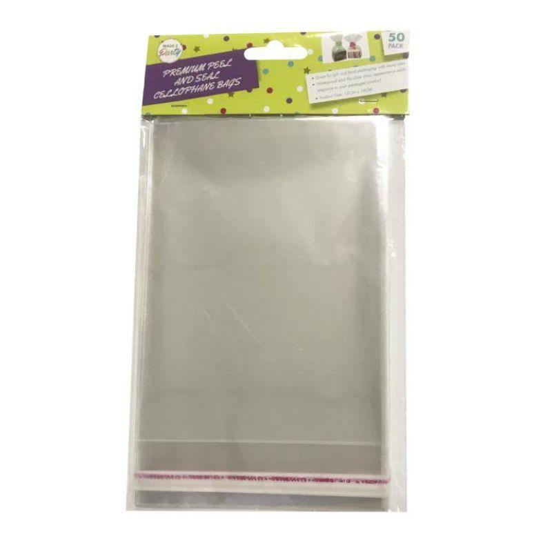 50 Pack Peal & Seal Cello Bags - 19cm x 12cm - The Base Warehouse