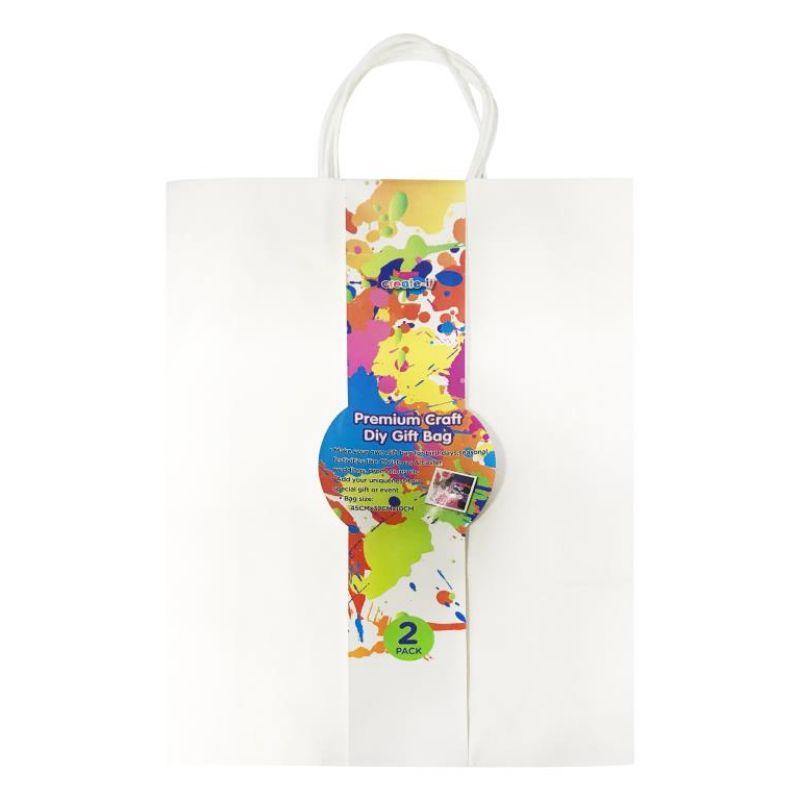 2 Pack White Craft DIY Gift Bag - 32cm x 45cm - The Base Warehouse