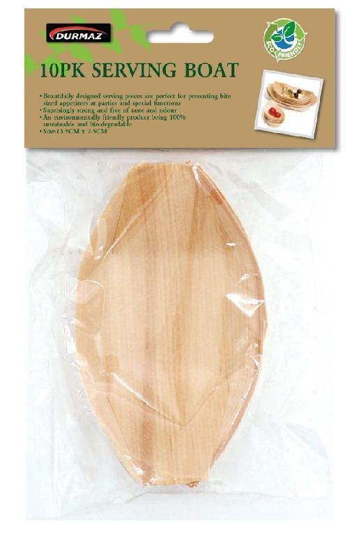 10 Pack Wooden Catering Serving Boat - The Base Warehouse
