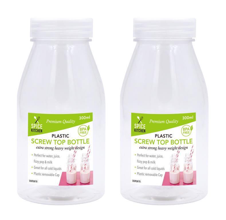 Plastic Milk Bottle with Screw Top Lid - 300ml - The Base Warehouse