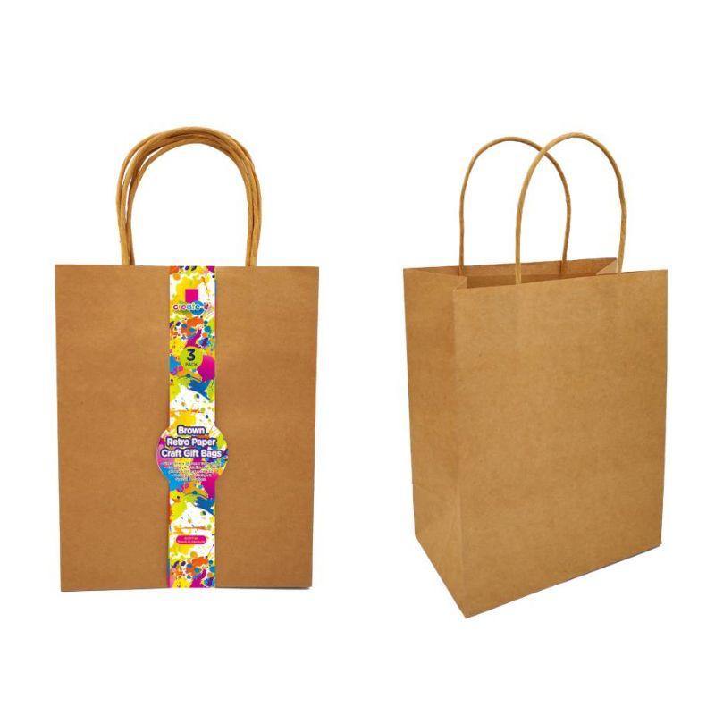 3 Pack Craft DIY Gift Bags - 20cm x 25.5cm x 12cm - The Base Warehouse
