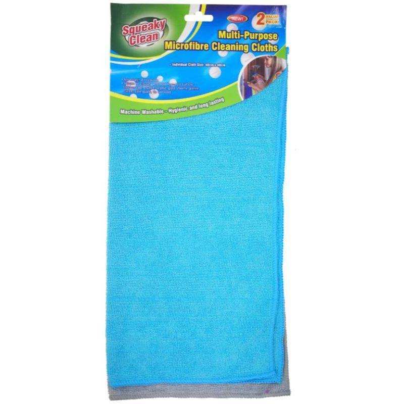 2 Pack All Purpose Microfibre Cleaning Clothes - 40cm x 40cm - The Base Warehouse