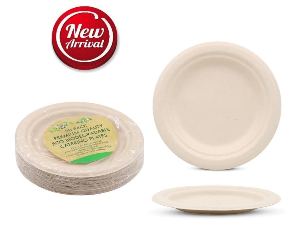 30 Pack Eco Biodegradable Catering Plates - Small - The Base Warehouse