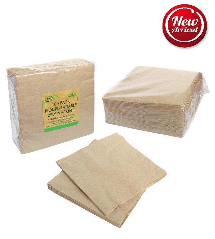100 Pack Eco Biodegradable Paper Napkin - Large - The Base Warehouse