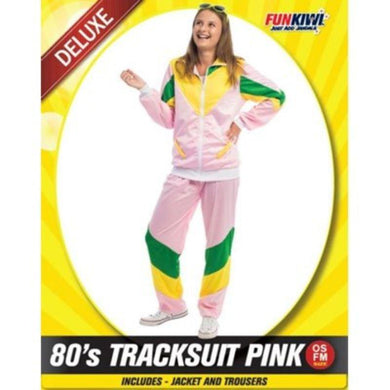 Womens Deluxe 80s Pink Track Suit Costume - The Base Warehouse