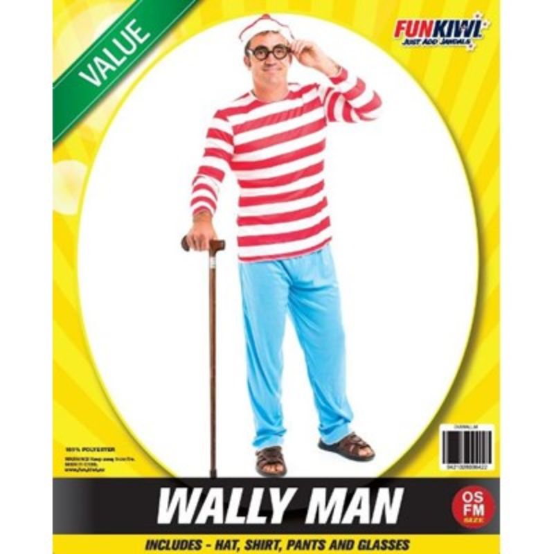 Mens Value Striped Wally Man Costume